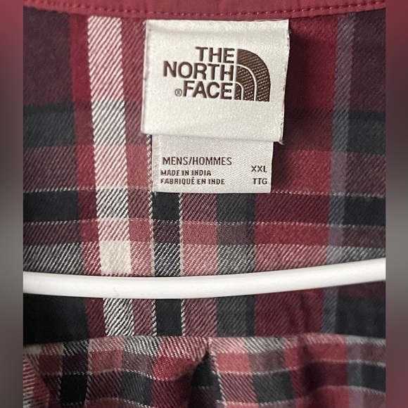 The North Face Men's Burgundy and Black Plaid Shirt - Picture 2 of 4